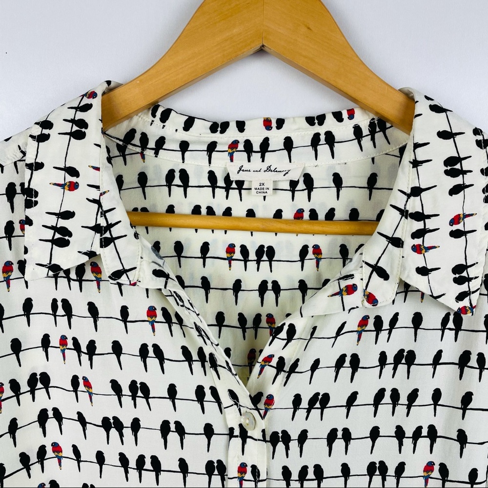 JANE & DELANCEY Birds on Wire Shirt 2X - Picture 2 of 6